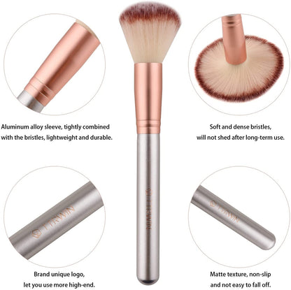 Make up Pinsel  18Pcs Professionelles Makeup Pinselset Geschenkset (Rosé Gold) Für Das Concealer Liquid Foundation Blusher Eye Makeup Mit Exquisiter Beige Ledertasche