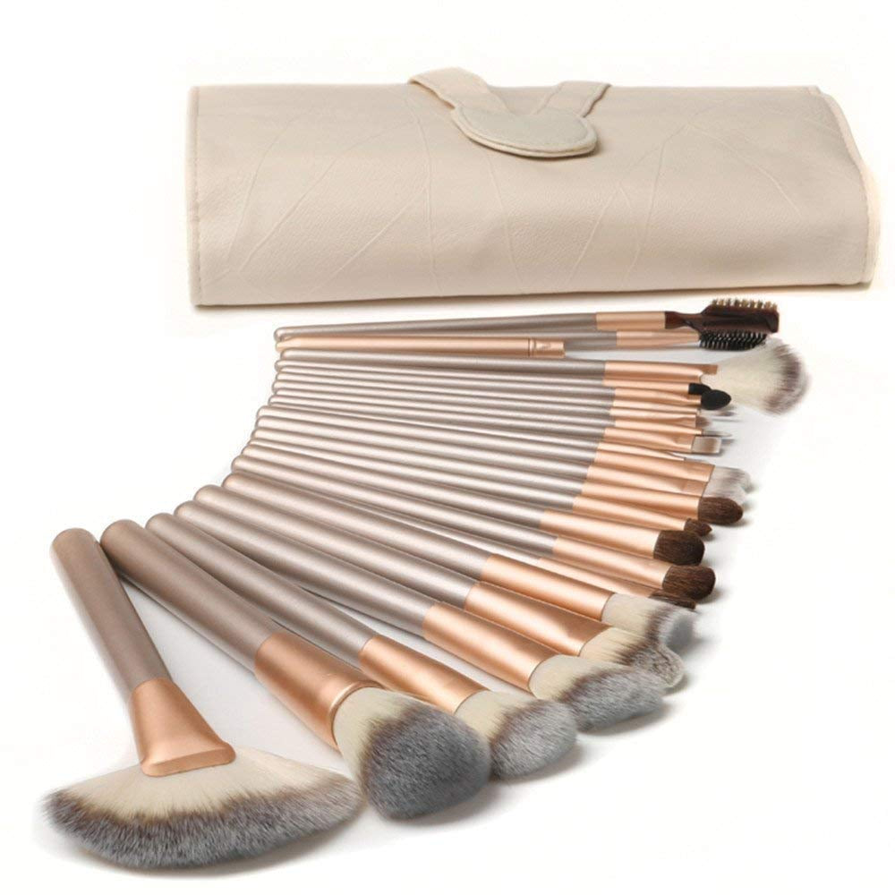 Make up Pinsel  18Pcs Professionelles Makeup Pinselset Geschenkset (Rosé Gold) Für Das Concealer Liquid Foundation Blusher Eye Makeup Mit Exquisiter Beige Ledertasche